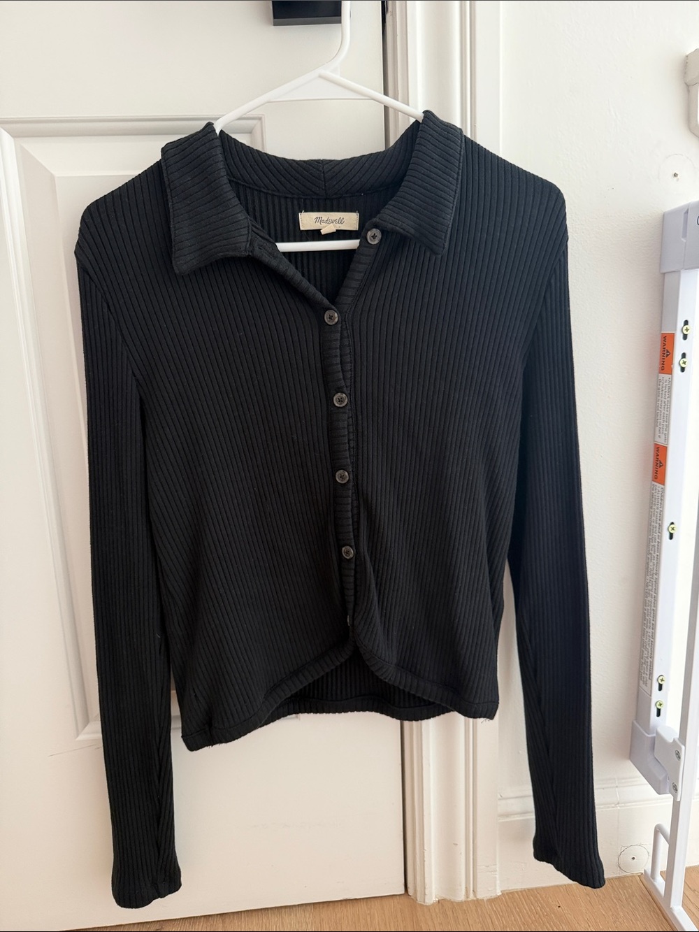 Madewell Black Ribbed Button-Down Shirt